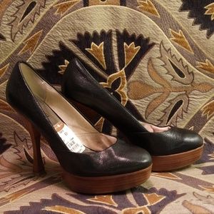 Michael Kors black leather platform heels